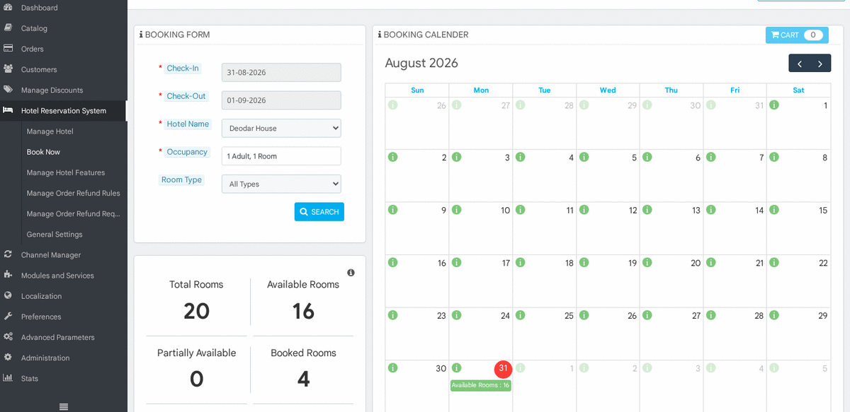 The availability calendar