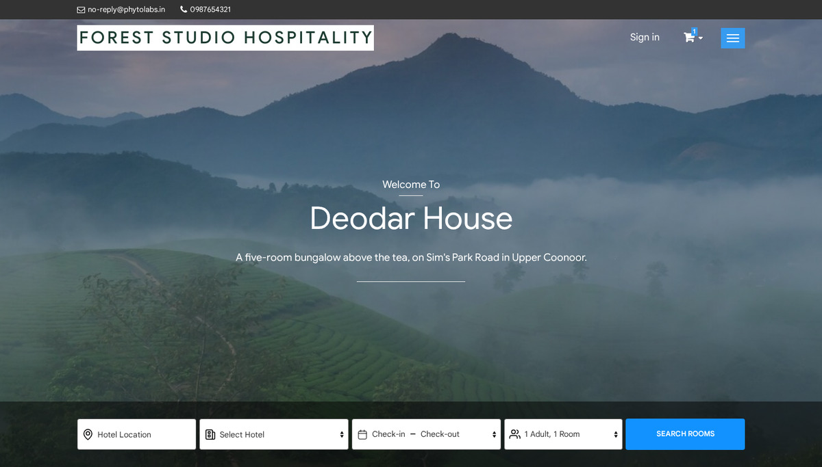 The Deodar House booking site built on Forest Studio Hospitality